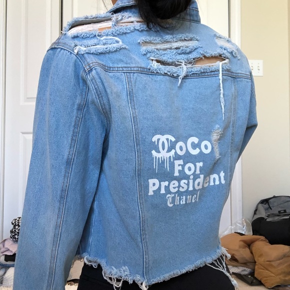 Crop Jean Jacket Handmade - Picture 2 of 7